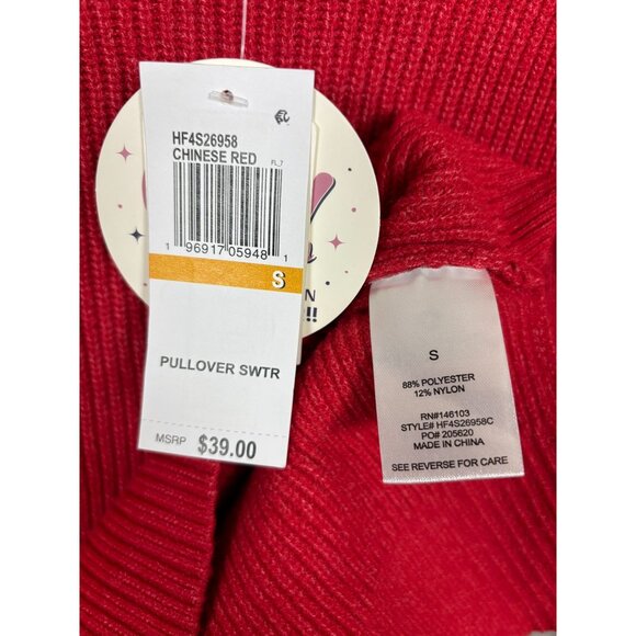 Hippie Rose Juniors' Cozy Red Ribbed Pullover Sweater Hi Lo Size Small NWT's - Picture 7 of 8